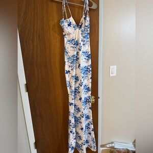 Floral Blue and White Maxi Dress